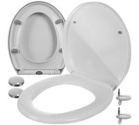 24547 Abattant WC avec système d'abaissement automatique Quick Release Système de charnière réglable Fermeture en douceur Blanc