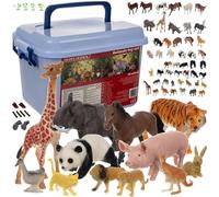24816 Lot de 48 figurines d'animaux de la ferme, 14 extras, animaux de la ferme, safari, jouets zoo, pour enfants à partir de 3, 4, 5, 6, 7 ans