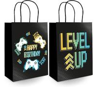 24971 Vidéo Fournitures Sacs Cadeau-Level Up-20 X 27 Cm-6 Stuks-Décoration De Fête D'anniversaire Amateurs De Jeux ,Noir