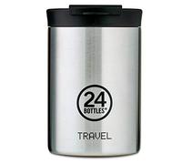 24BOTTLES Travel Tumbler - Mug Isotherme Cafe et The 350 ml, Tasse Isotherme 100% Hermétique, Thermos 6h Hot et 24h Cold, Bouteille Gourde Isotherme Inox Écologique au Design Italien, Brushed Steel