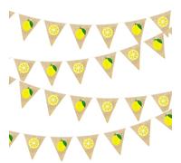 24Ft Guirlande Fanions Toile de Jute Citronnée, Vintage Citron Bannière Bruant Décoration de Fête Brun Jute Triangle Drapeau Banderole pour fête limonade d'été Bohême Anniversaire Mariage Bapteme Deco