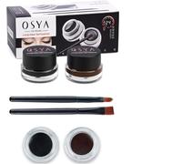 24h Gel eyeliner et sourcils - Crayon de contour des yeux longue durée - Khôl imperméable - Bicolore (clair et foncé) - Avec pinceau - 2 en 1 - Pour sourcils et eye-liner, anti-salissures, finition