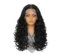 24inch Synthetic Lace Front Wig,13×6 Curly Pre Plucked HD Lace Glueless Wigs for Women Natural Daily Use(Jet black)