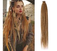 24inches Synthetic Single Ended Dreadlock Extensions 10 Strands Thin 0.6cm Soft Light Brown SE Dreadlock Extensions for Women (27, SE Strands 10)