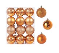 24PC Boules De Noël,Boules De Noël Ensemble,Décoration pour Sapin Rouge,Decoration Noel Décoration de Noël intérieur extérieur pour Decoration de Noël, Mariage, Fête Anniversaire (Orange)