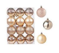 24PC Boules De Noël,Boules De Noël Ensemble,Décoration pour Sapin Rouge,Decoration Noel Décoration de Noël intérieur extérieur pour Decoration de Noël, Mariage, Fête Anniversaire (Beige)
