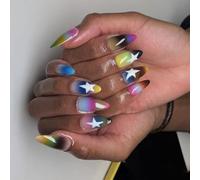 24pc Courte En Amande Presse Sur Des Ongles Designs Français Faux Acryliques Fausses Colues Artificielles Les Femmes Le Cercueil De L'ongle