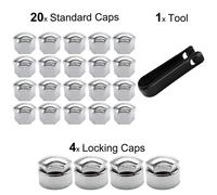 24pcs 17mm Car Chrome Wheel Nut Caps Protector Hub Tighten Screws Covers Tyre Nut Bolts Outward Decoration Studs Guard Vehicle