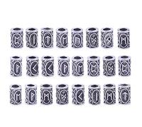 24pcs 5mm Trou Norse Viking Rune Dreadlocks Perles Braid Beard Accessoires d'anneau de cheveux Couleur: Argent antique