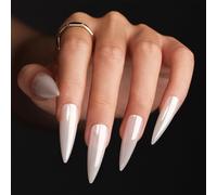 24pcs Amond Faux Nails Presse Sur Des Fausses Collets Artificiels Auroras Designs French Tips Long Stilettos Amond Press Nail
