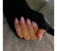 24pcs Amond Press On Nails Artificial Acrylic Léopards Designs Fausses Glues Sur Les Conseils Français Faux Concept Faux Ongle