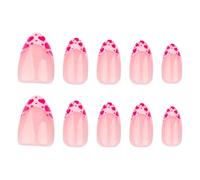 24pcs Amond Press On Nails Valentine Française Faux Nails Acryliques Faux Coles Artificiels Sur Une Fille D'amande Femmes