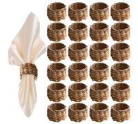 24pcs Anneaux de serviette en rotin, porte-serviettes tissés à l'eau à eau pour les mariages, Thanksgiving, décorations de table