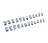 24pcs Appuyez Sur Des Clous Couvertures Complètes Glombées En Acrylique Avec Un Bâton De Floral Pour Les Femmes Et Les Filles Appuyez Sur Clou