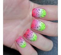 24pcs Appuyez Sur Les Ongles Couleur De Contraste Court Carré Faux Bâton Sur Une Fausse Décoration De Manucure 24pcs Office Wear Nail