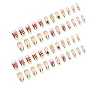 24PCS Artificial Nails Winter Snowflake Bows Design Artificial Nails for Professional Daily Use Manicure Fingernails Winter Holiday Nail Art Stickers