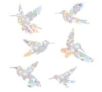 24pcs Autocollant Oiseaux Vitre Anti-Collision, Colibri Arc-En-Ciel Prisme Statique Autocollant Porte Vitrée Anti-Collision Autocollant Anti-Collision Décoration d'Intérieur(Multicolore)