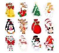 24pcs autocollants de Noël, 12 dessins animés père Noël Bonhomme de neige arbre de Noël autocollant bloc - notes bloc - notes pour enfants cadeau rappel notes fête d'hiver papeterie cadeaux