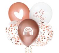 24Pcs Ballon Baby Shower Ballon “Oh Baby” Gonflable en Latex Rose Décoration Suspendre avec Ruban pour Naissance Fête Prénatale