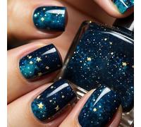 24pcs Blue Press On Nails Square Square Faux Nails Complets Couvertures Artificielles Ornement De Manucure Pour Femmes Élégantes