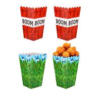 24pcs Boîtes à Popcorn Pixel, 12x7x5cm Thème Jeu Vidéo Boîtes à Goûter Thème Mineur pour la Maison et le Cinéma