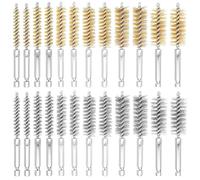 24pcs Bore Brush for Drill Wire Bore Brush Set Stainless Steel Brass Drill Cleaning Brushs with Handle Wire Brushs