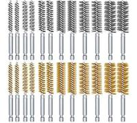 24Pcs Bore Brush for Drill Wire Bore Brush Set Wire Cleaning Set Stainless Steel Cleaning for Power Drill Impact Driver