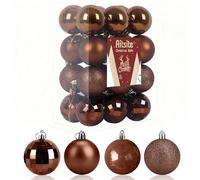 24PCS Boule de Noel, 6cm Boules de Noel Deco Noel Interieur, Arbre De Noël Boules Boule Deco Noel Sapin pour Le Sapin de Noël Décoration Festive de La Maison(Marron)