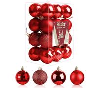 24PCS Boule de Noel, 6cm Boules de Noel Deco Noel Interieur, Arbre De Noël Boules Boule Deco Noel Sapin pour Le Sapin de Noël Décoration Festive de La Maison(Rouge)