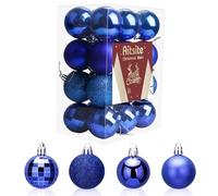 24PCS Boule de Noel, 6cm Boules de Noel Deco Noel Interieur, Arbre De Noël Boules Boule Deco Noel Sapin pour Le Sapin de Noël Décoration Festive de La Maison(Bleu)