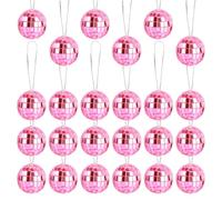 24pcs Boule Disco à Suspendre Décoration de Fête, 2,8cm Mini Boules Disco Miroir Boule Disco Rose Décorations de Fête Disco Ornements de Boule Disco, pour Noël Arbre Halloween Vacances Fête