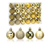 24Pcs Boules De Noël 4cm Arbre De Noël Boules Boule De Porte Murale Ornements Décorations Arbre Balles Décoratives Vacances Fourniture De Fête De Mariage Maison Festival Festival Décors (Or)