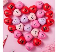24Pcs Boules de Stress Cardiaque-Cœurs Rouges de la Saint-Valentin 5CM Smile Face Squeeze Hearts Shape Balle de Stress-Fun Party Favors pour Enfants Adultes Mini Boules en Mousse (Herz-5cm, 24)