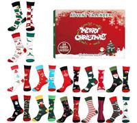 24pcs Calendrier de l'avent de Noël pour 14+ mélange et chaussettes match Calendrier l'Avent 2024 avec motifs festivals unisex pour porter des cadeaux décoration