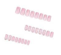 24pcs Carré Appuyez Sur Des Ongles Avec Des Conceptions De Fleurs Courtes De Faux Ongles Complets Couvertures Pour Les Femmes Élégantes Filles La Fête Printemps