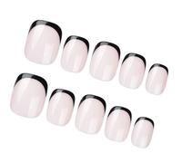 24pcs Carrés Faux Ongles Black Press On Nails Nails Artificiels Faux Ongles Colues Sur Des Ongles Designs French Nails Tips Presse Sur Le Cercueil Amond Amond French Tip Press On