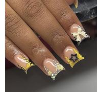 24pcs Carrés Faux Ongles Bowknot Press Sur Les Ongles De Fausses Collets Artificiels Sur Des Conceptions