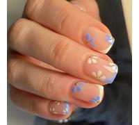 24pcs Carrés Faux Ongles Presse Sur Artificiel Avec Des Colorés De Fleurs Colorées