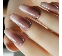 24pcs Cercin Press On Nails Design Brillant Fraging Faux Acryliques Fausses Artificielles Glues Femmes Nail Cercin Amond Français