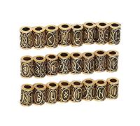 24pcs Cheveux Barbe Perles Alliage Unique Patterns Vintage Cheveux Tressage Perles Dreadlocks Accessoires, Diy Cheveux Tube Perle Lâche DIY Bijoux Accessoire Tressé Cheveux Perles(Or)