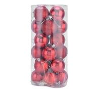 24Pcs Christmas Tree Ball 6cm Glittering Decoration Ornament for Home Party Office (Rouge)