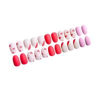 24pcs Coeurs Conceptions Appuyez Sur Les Ongles Courts Faux Bâtons Mat Sur L'art De La Manucure Pour Fêtes Et Usures Quotidiennes Courtes Fausses Ongles