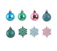 24Pcs Coloré De Noël en Forme De Flocon De Neige Ensemble Décorations De Noël Boule De Noël Flocon De Neige Pendentif en