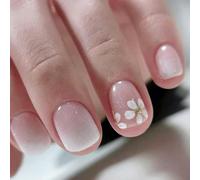 24pcs Courts Courts Faux Ongles Presse Sur Les Fausses Collets Artificiels Sur Des Conceptions Tips Français Cadeaux Français