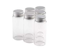 24pcs de Bouteille en Verre Transparent de 65 ml avec Couvercle en Aluminium Argenté, Bouteille à Message Décorative Robuste et Ravissante