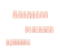 24pcs De Long Appuyez Sur Le Carré Sur Les Clous Avec Des Rayures Conceptions Des Ongles Artificiels Acryliques Pour Une Manucure Rapide Et Élégante Faux Nail