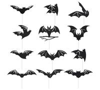 24pcs Décorations de Gâteaux Chauve-Souris d'Halloween, Décorations de Cupcakes Chauve-Souris à Paillettes Pics à Gâteaux d'Animaux Amusants Décoration Baby Shower pour Enfants Anniversaire