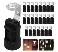 24Pcs E14 Douille Lampe Ampoule, Douille en thermoplastique, Noir, pour E14 Ampoule