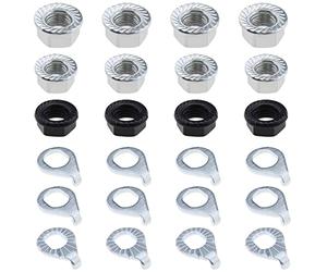 24pcs Écrou d'essieu Roue de Vélo et Kit de Rondelle Sécurité M10 M9.5 M8 Moyeu de Vélo Écrou d'essieu à Bride pour VTT Vélo de Route Avant et Arrière Essieu Roue de Vélo