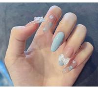 24Pcs Faux Ongles Ballerine Transparence Papillon, Ongles À Poser Prêts À L’Emploi Avec Colle, Tenue Durable (X26, Muticolor)